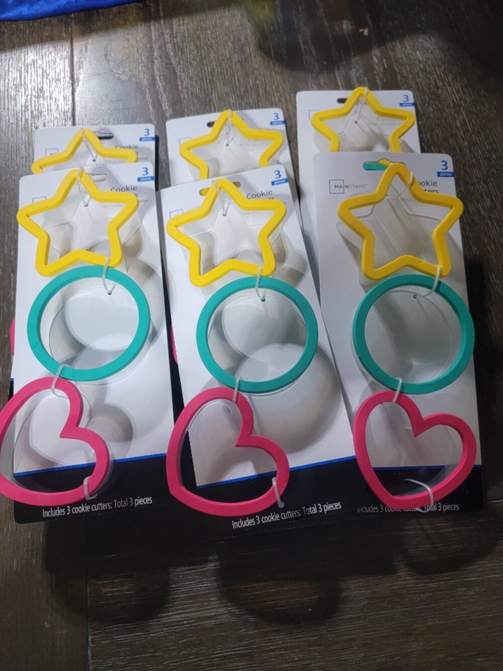Set of 18 Cookie Cutters 6 each Star, Circle and Heart 3 1/4" Soft Edges